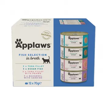 APPLAWS Kala valikupakk puljongis - märg kassitoit - 12x70g