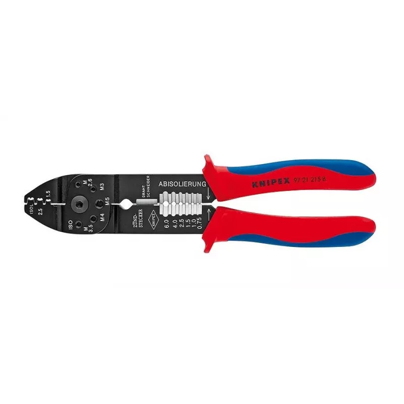 Knipex 97 21 215 B Crimptang Must, Sinine, Punane