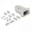 Kaablikaitse DELOCK D-Sub korpus 9-kontaktilisele isas-/emaspistikule tõmbetugevdusega, hõbedane, plast, 31,6×46,2×15,6 mm