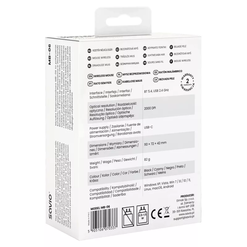Savio MB-06 hiir Universaalne Mõlemakäeline Bluetooth 3800 DPI