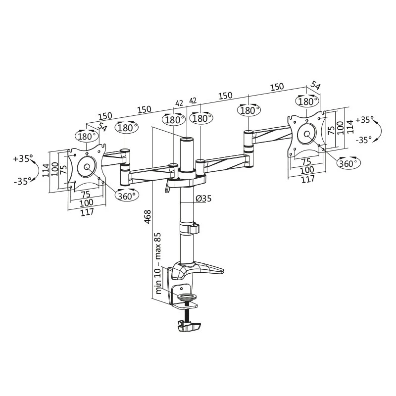 LogiLink BP0077 Monitorialus / Statiiv 68,6 cm (27) Lauale Must. S