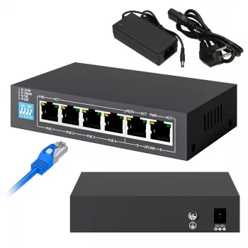 Haldamata kommutaator Extralink EUROS V2 4x 100 Mb/s PoE/PoE+