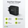 USB-C kahekiirlaadija, PD, GaN, 65 W (must, 1× USB-C, 1× USB-A, Power Delivery)
