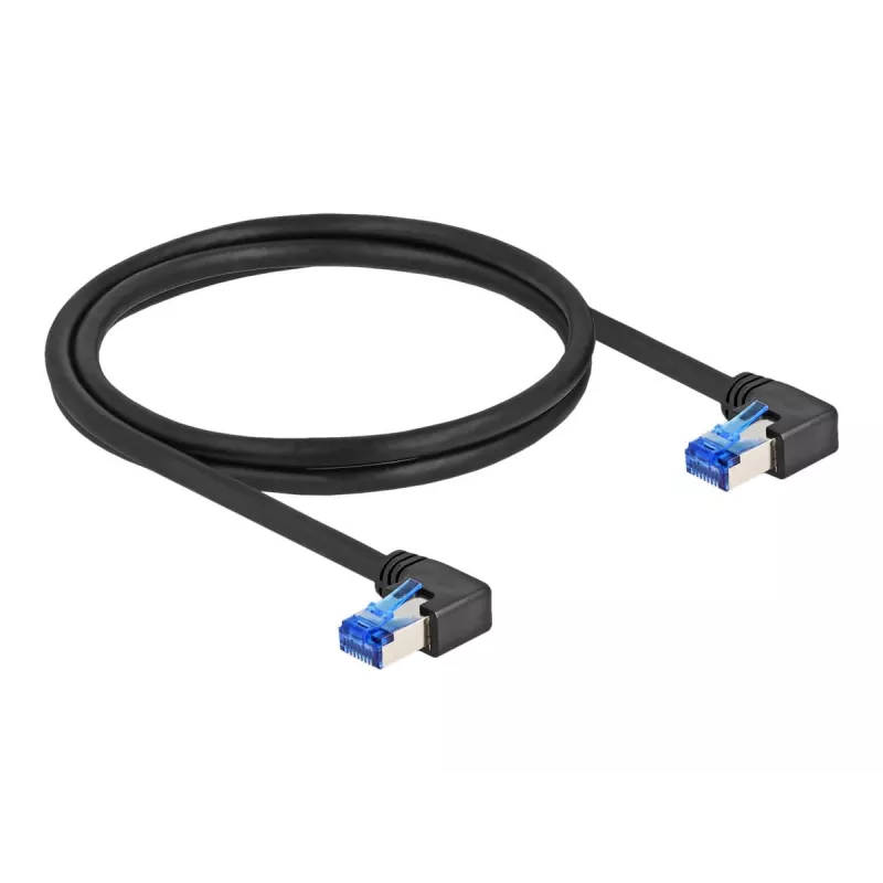 Võrgukaabel DeLOCK RJ45 Cat.6A S/FTP nurga all 1 m must