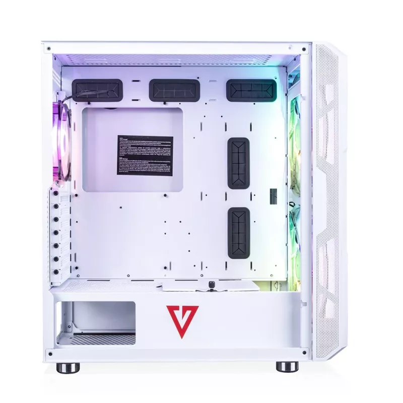 Arvutikorpus MODECOM AMIRANI ARGB Midi Tower Valge — ATX/ITX, 35 cm GPU, 16,5 cm CPU jahuti, 2x200 mm ventilaatorid