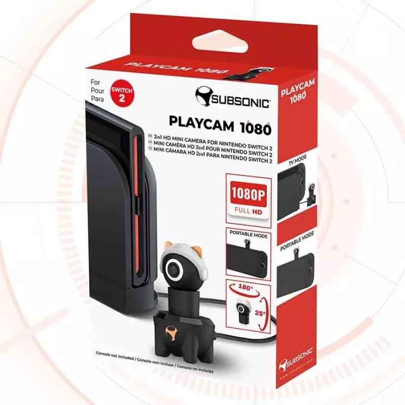 Subsonic Playcam 1080 2in1 HD Mini kaamera Nintendo Switch 2 jaoks, punane