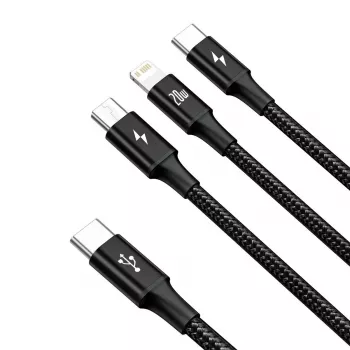Baseus Rapid 3-in-1 USB-kaabel 1,5 m USB A USB C/Micro USB A/Lightning Must