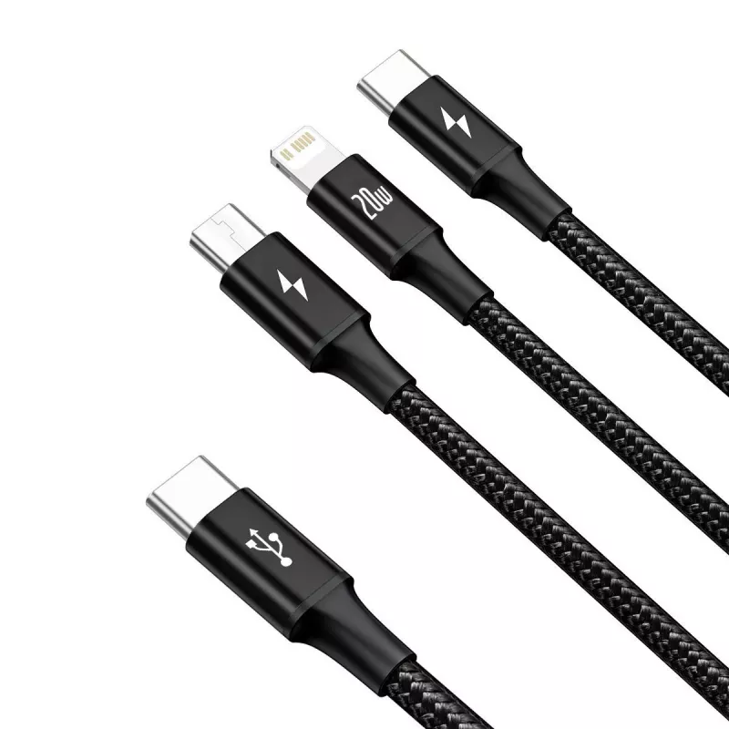 Baseus Rapid 3-in-1 USB-kaabel 1,5 m USB A USB C/Micro USB A/Lightning Must