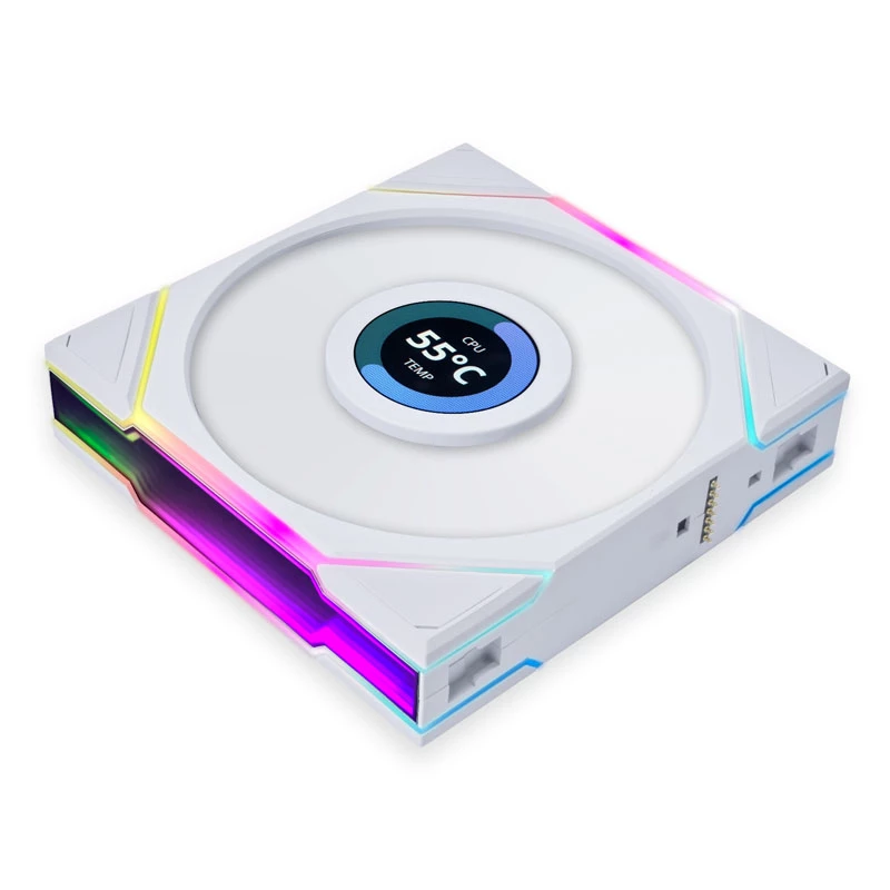 LIAN LI UNI FAN TL LCD 120mm ARGB korpuse ventilaatorid – valge 3-pakk