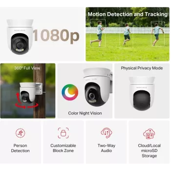 IP turvakaamera MERCUSYS MC500 1080p WDR Wi‑Fi Outdoor Bulb IP65 PoE/DC 2‑way Audio 340° pan 9x optiline suum
