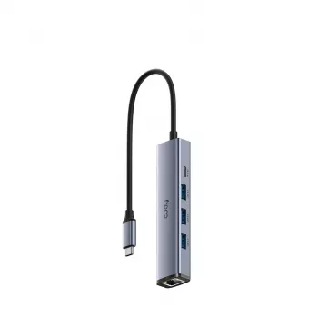 USB-C jaotur Cudy UH605 Gigabit LAN-iga, 3x USB-A 3.0, USB-C toitesisend, hall