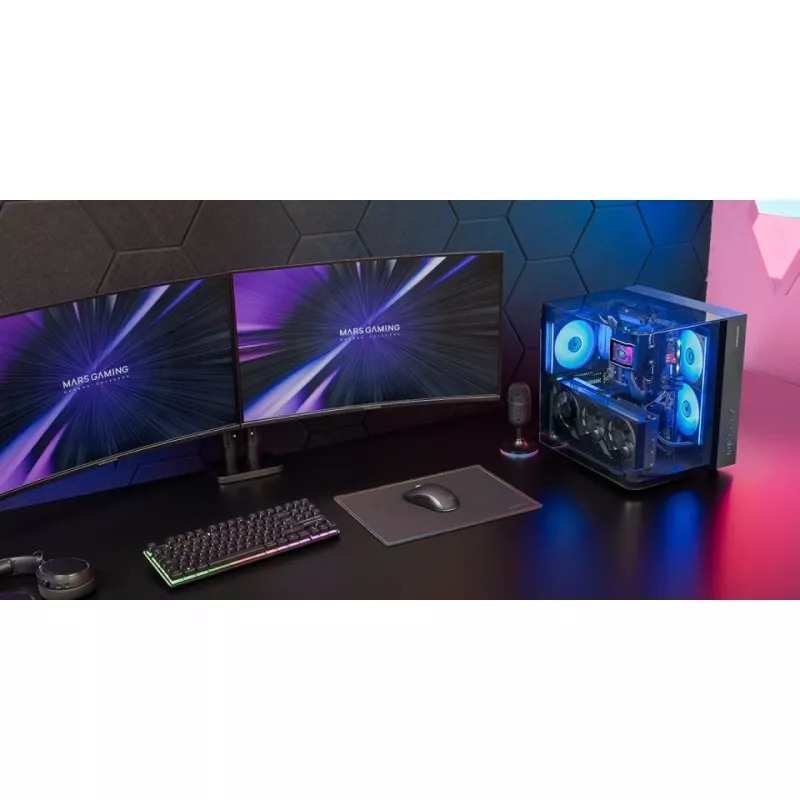 PC Midi Tower Case TACENS Mars Gaming MC-INFINIOLITE, must, karastatud klaas, toetab ATX/Micro-ATX/Mini-ITX, 120 mm ventilaatorid