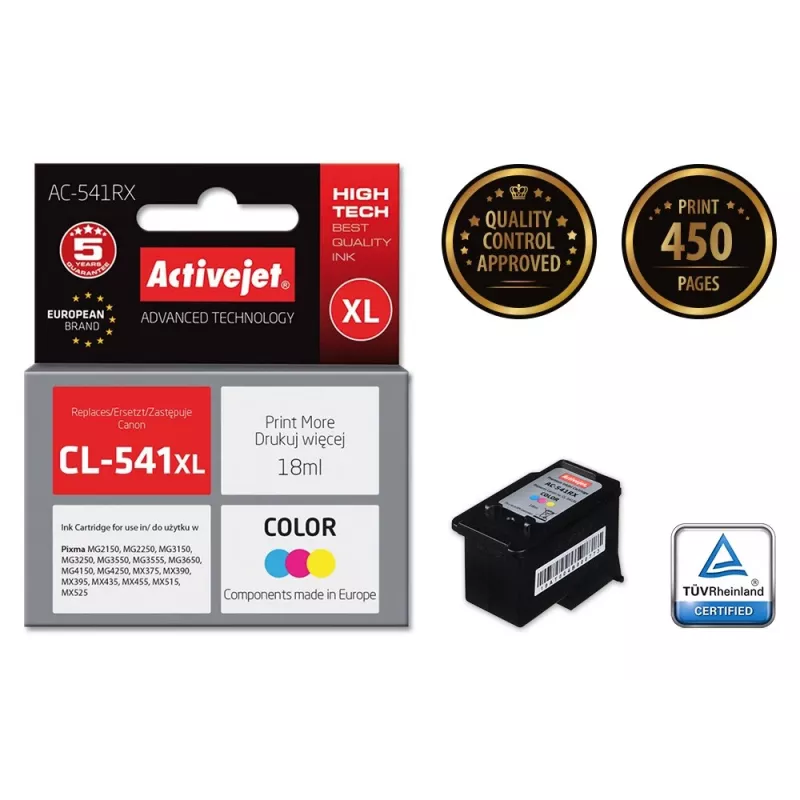 Activejet AC-541RX tindikassett (asendus Canon CL-541XL-ile; Premium; 18 ml; värviline)