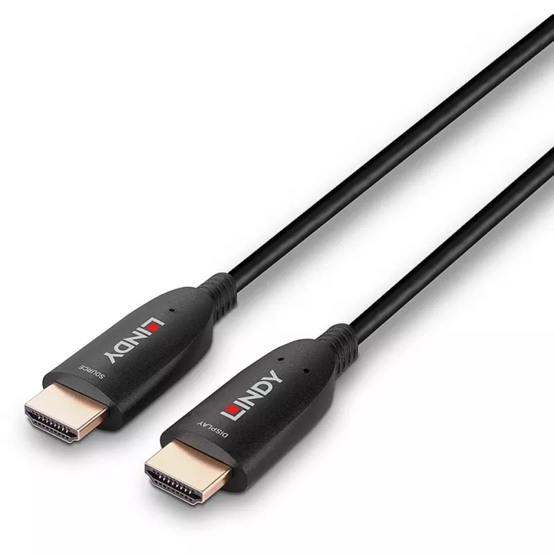 Lindy 15m fiiberoptiline hübriid-HDMI 8K60 kaabel, 15 m, HDMI Type A (Standard), HDMI Type A (Standard), 48 Gbit/s, Must
