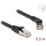 Võrgukaabel DeLOCK RJ45 Cat.6A S/FTP 45° paremale nurgaga otse 0,5 m must