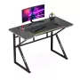 Mängulaud huzaro Hero 1.6 Must — sirge MDF/süsinikmustriga lauaplaat 1200×600×750 mm, metallraam