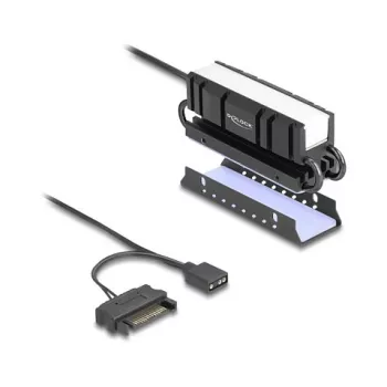Jahutusradiaator DELOCK 18460 M.2 SSD 2280 jaoks — Alumiinium/Vask, RGB 5V, Must