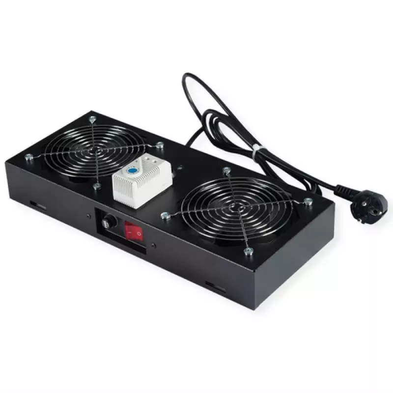 ROLINE 26.21.0189 jahutusventilaator, 2 ventilaatorit, must, 19-tollise seinakorpuse jaoks