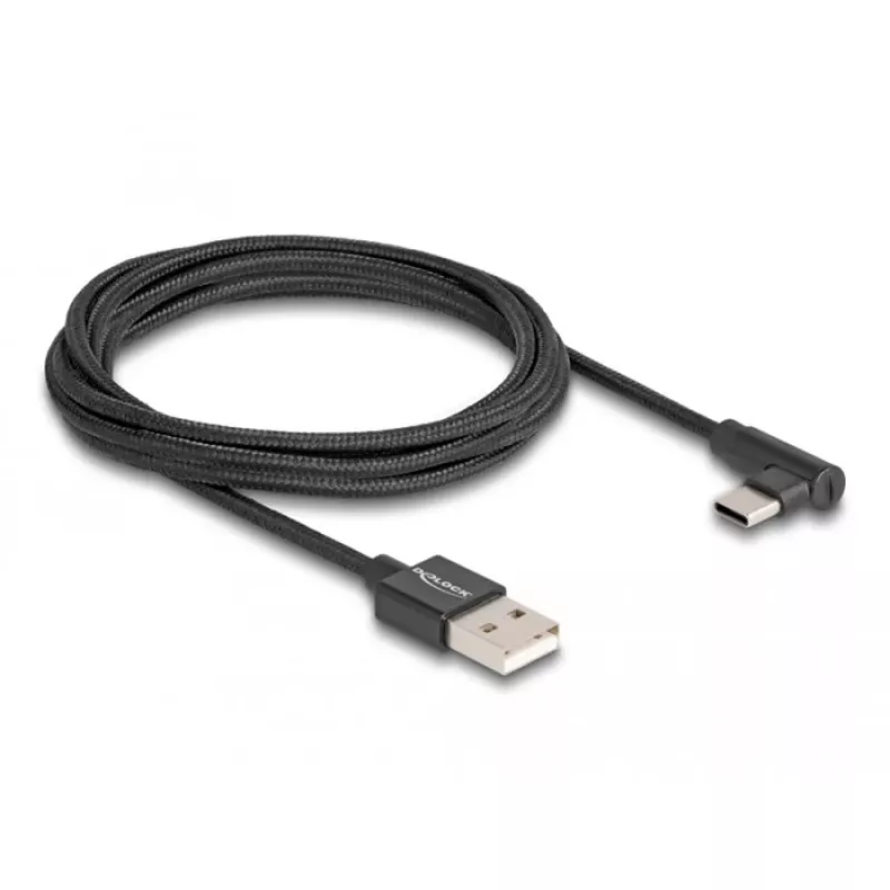 DeLOCK USB 2.0 kaabel, isane C-tüüpi USB – isane A-tüüpi USB, nurga all, 2 m, must