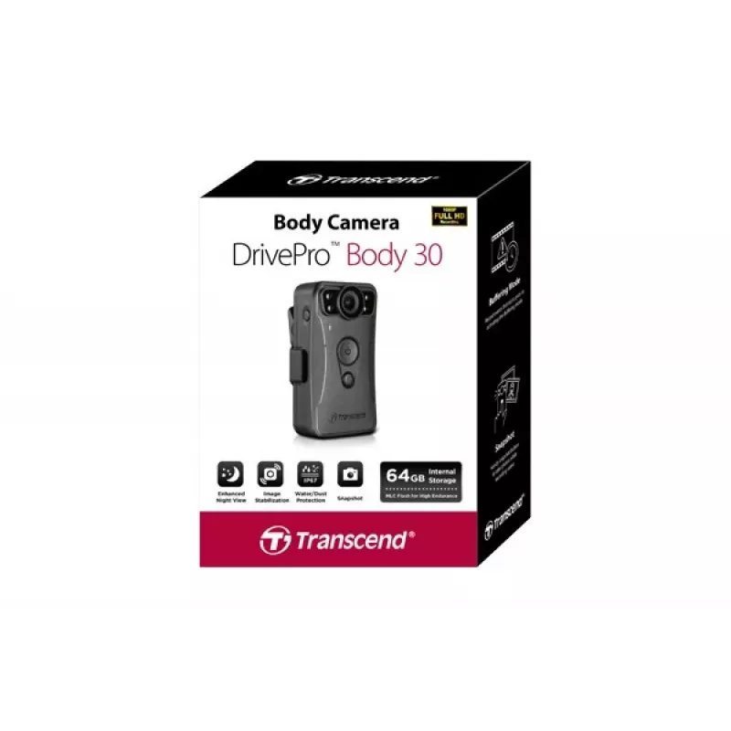 Transcend DrivePro Body 30 kehal kantav kaamera, Full HD, Wi-Fi, 130 g