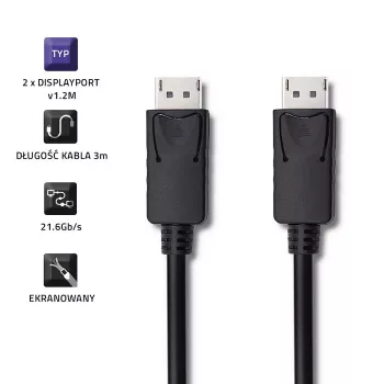 DisplayPort kaabel Qoltec 50374 3 m Must