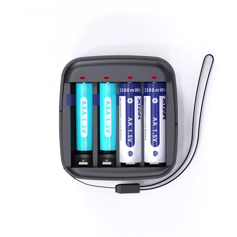 Aku laadija XTAR BC4 AA/AAA NiMH ja Li-ion, 4 pesa, DC/USB sisend, must