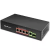 Ethernet PoE-lüliti QOLTEC 52296 — 4x RJ45 PoE-porti, 1x RJ45 üleslink