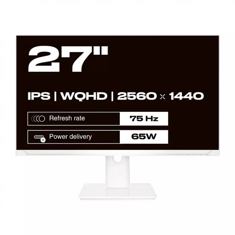 JAPANNEXT WQHD monitor 68,6 cm (27 inch) 2560x1440 pikslit, IPS-paneel, 8 ms, 75 Hz, AMD FreeSync, HDMI, DisplayPort (JN-IPS270WQHD75F-C65W-HSP-W)