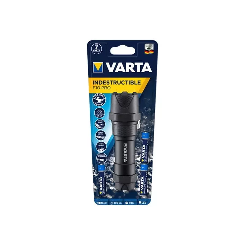 Käsilatern Varta INDESTRUCTIBLE F10 PRO Must 6W 300lm IP67