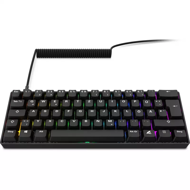 Klaviatuur Sharkoon 100065630 60% juhtmega USB QWERTZ saksa must