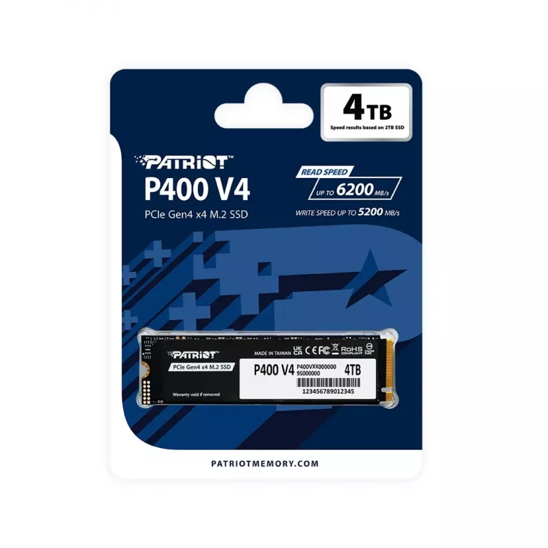 Solid State Drive PATRIOT P400 V4 4 TB M.2 NVMe (4000 GB, M.2, Must)