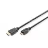 Digitus ASSMANN - Video- / helikaabel - HDMI - 30 AWG - Mini-HDMI, 19 kontaktiga (M) - HDMI, 19 kontaktiga (M) - 3 m - topeltisolatsioon - must (AK-330106-030-S)