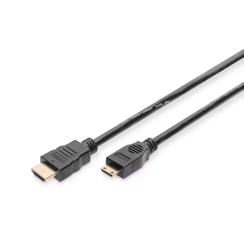 Digitus ASSMANN - Video- / helikaabel - HDMI - 30 AWG - Mini-HDMI, 19 kontaktiga (M) - HDMI, 19 kontaktiga (M) - 3 m - topeltisolatsioon - must (AK-330106-030-S)