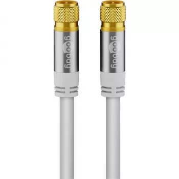 Goobay SAT-antennikaabel (135 dB tüüpi), 4x varjestatud, 5 m, valge - kuldatud, F-pistik > F-pistik (70644)