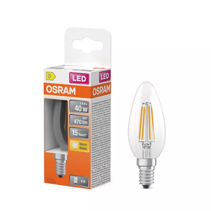 Osram Parathom Classic Filament | E14 | 3,4 W | Soe valge