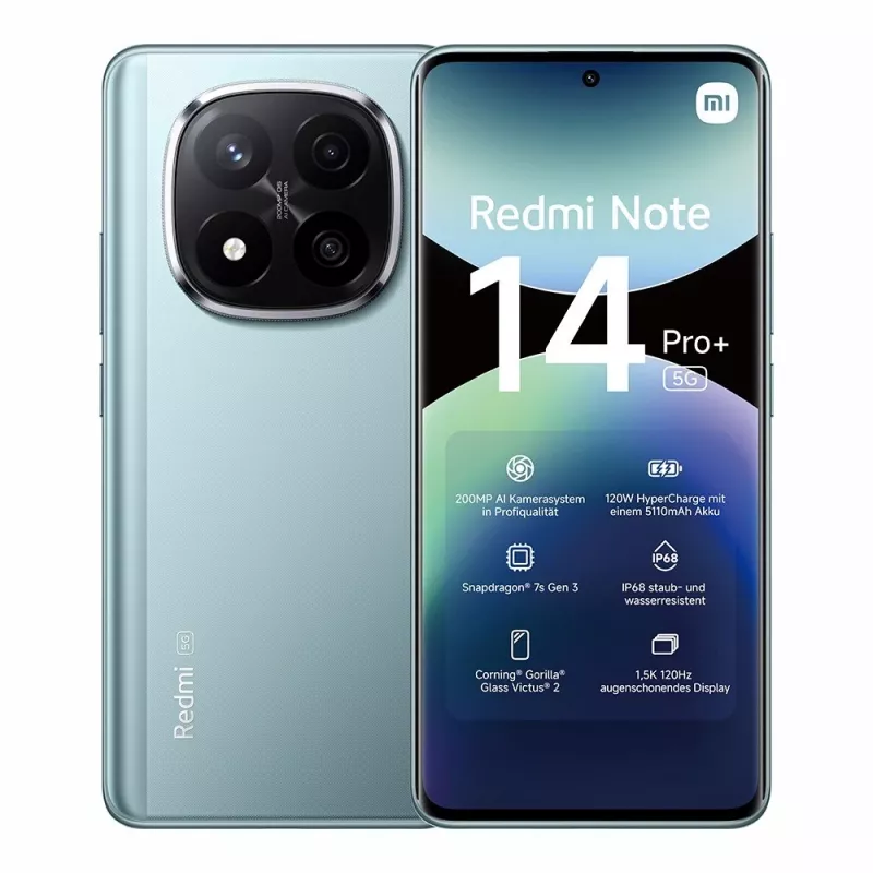 Nutitelefon Xiaomi Redmi Note 14 Pro+ 5G — 6.67-tolline AMOLED, 8 GB RAM, 256 GB, 200 MP, IP68, 5110 mAh