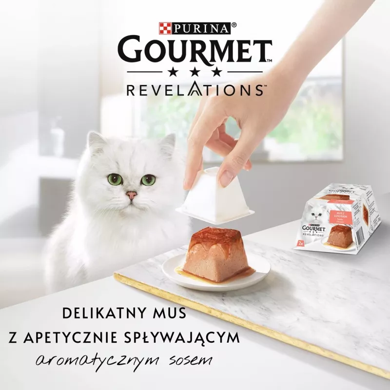 Märg kassitoit Purina Gourmet Revelations lõhega kotike 2 x 57 g, täiskasvanud kassidele, 81% niiskust