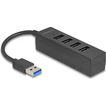 USB-jaotur DELOCK 64350 — 4-pordiline USB 3.2 Gen 1 (Type-A), 5000 Mbit/s, 5 V/0.9 A, ABS, must