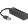 USB-jaotur DELOCK 64350 — 4-pordiline USB 3.2 Gen 1 (Type-A), 5000 Mbit/s, 5 V/0.9 A, ABS, must