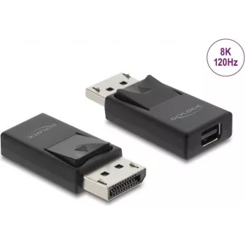 DELOCK DisplayPort-Mini DisplayPorti adapter 8K HDR- ja HDCP-toega, ühekaupa USB-kaabel