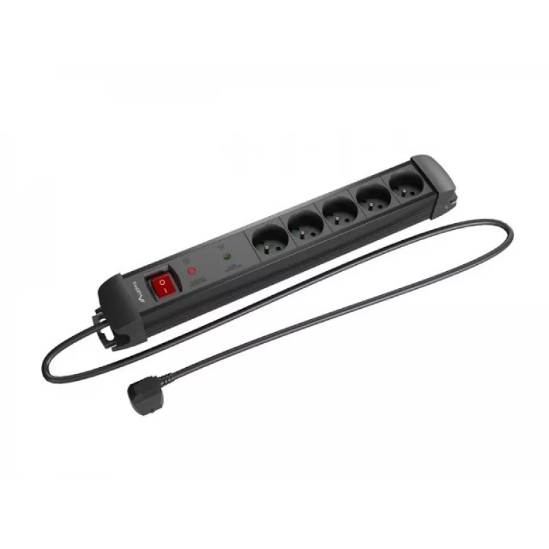 Pikendusjuhe LANBERG SP1 1,5 m — 5x PL pistikupesa, Must