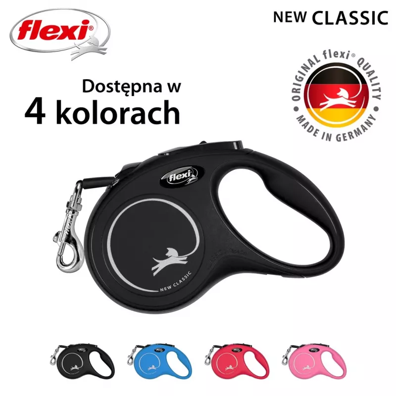 Flexi New CLASSIC 5 m Must Koera automaatne jalutusrihm