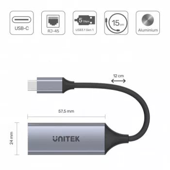 Võrguliidese kaart Unitek U1312A, IEEE 802.3, Hall, 0,5 m kaabel