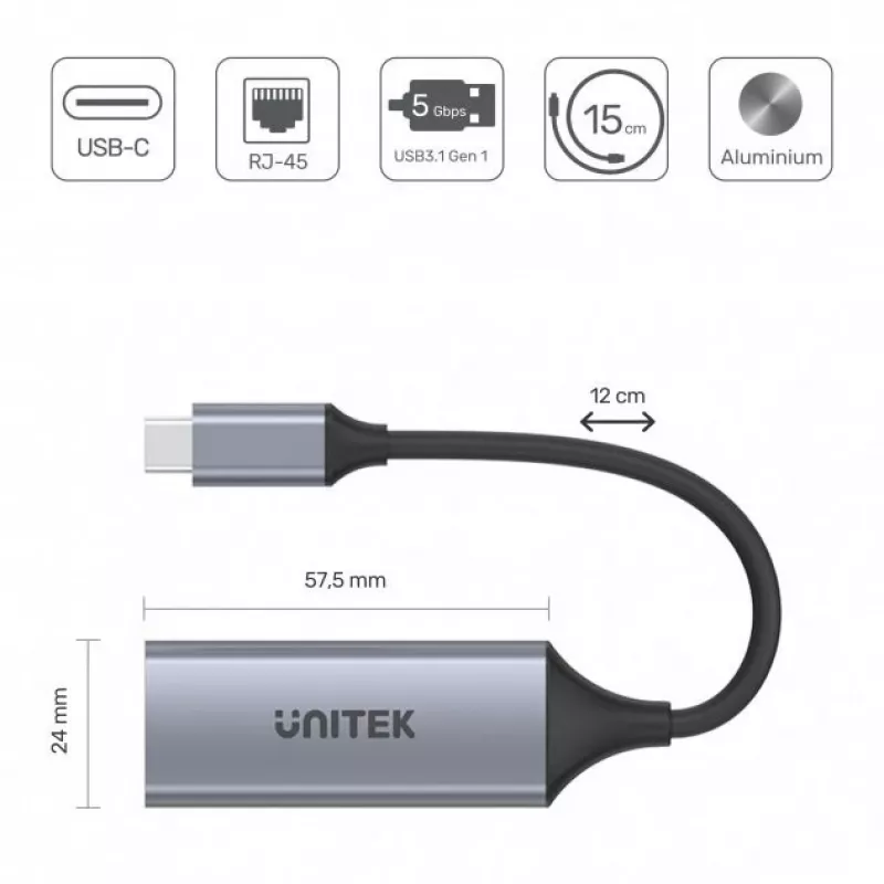 Võrguliidese kaart Unitek U1312A, IEEE 802.3, Hall, 0,5 m kaabel