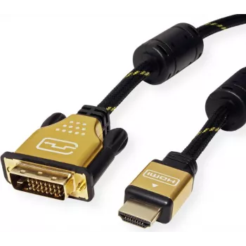 ROLINE 11.04.5896 Videokaabel-adapter 1,5 m HDMI tüüp A (Standard) DVI-D Must - Kuldne (11.04.5896)