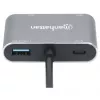 Manhattan USB-C dokk/jaotur, pordid (x4): HDMI, USB-A, USB-C ja VGA, toiteedastusega (PD) 87 W – vajab välist USB-C laadijat (ei kuulu komplekti). Toide USB kaudu (välist toiteallikat pole vaja), kui PD ei ole kasutusel, alumiinium