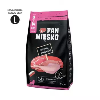 Pan Mięsko Vasikaliha vutiga (kutsikas) krõbuskid L Kuivtoit koertele 9kg