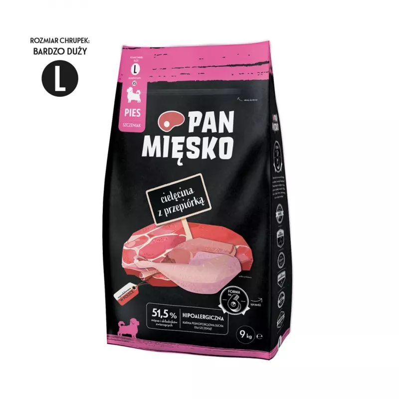 Pan Mięsko Vasikaliha vutiga (kutsikas) krõbuskid L Kuivtoit koertele 9kg