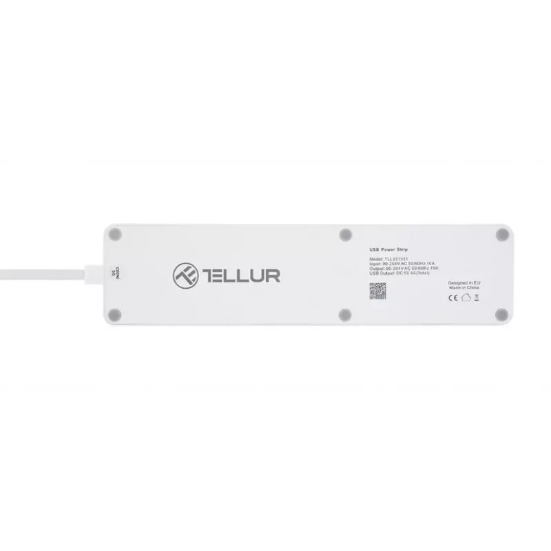 Pistikupesadega toitejuhe Tellur — WiFi nutikas toitejuhe 3 vahelduvvoolu pesa ja 4 USB pordiga (4 A)