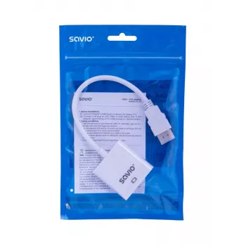 Savio CL-27B videokaabli adapter 0.1 m HDMI Type A (Standard) VGA (D-Sub) valge